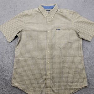 Chaps Shirt‎ Mens Large Yellow plaid Button Down Short Sleeve Classiccore Logo